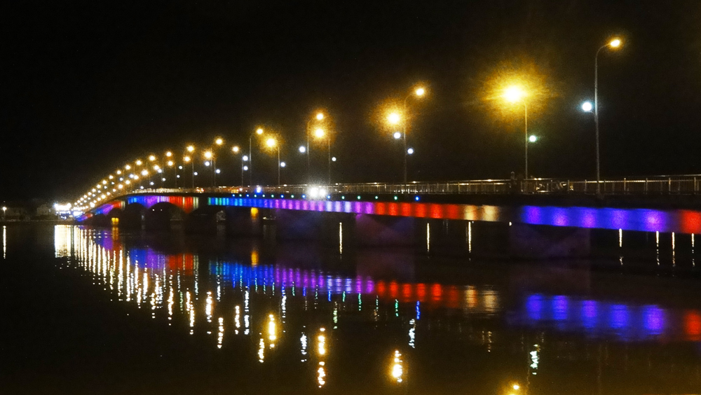 Nhat Le River bridge at night                                             